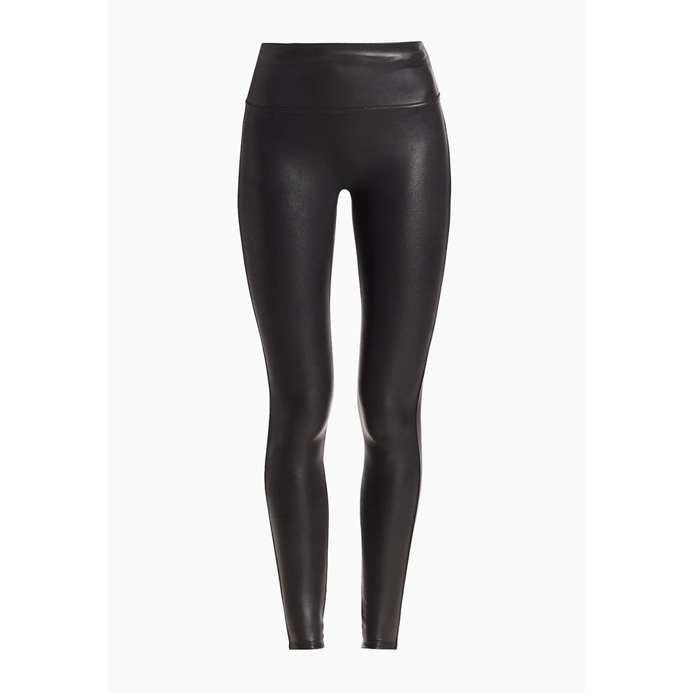 Spanx Black Faux Leather Tummy Control Leggings 2437 Sz Small